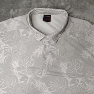 Tropical Bros Golf Polo Shirt Mens 2XL Grey Tropical Leaf Performance Stretch